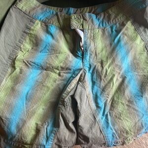 Patagonia Blue and Green Quick-Dry Board Shorts
